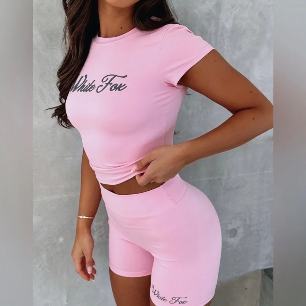 White Fox Season 7 Light Pink Baby Tee and Shorts Tulle Set Size M/L - Picture 5 of 12